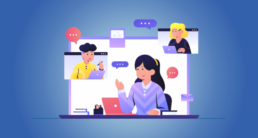 People sharing knowledge through virtual meetings